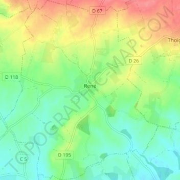 Mapa topográfico René, altitud, relieve