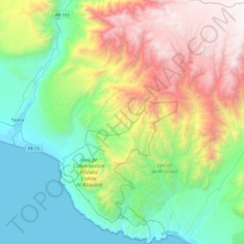 Mapa topográfico Atiquipa, altitud, relieve