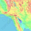 Mapa topográfico Southern California, altitud, relieve