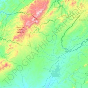 Mapa topográfico Lancones, altitud, relieve