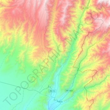 Mapa topográfico Río Grande, altitud, relieve