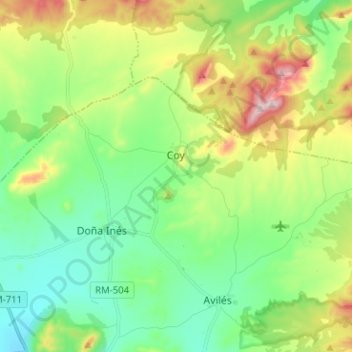 Mapa topográfico Coy, altitud, relieve