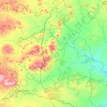 Mapa topográfico Zona de Especial Protección para Aves Sierras del Gigante-Pericay, Lomas del Buitre-Río Luchena y Sierra de La Torrecilla, altitud, relieve