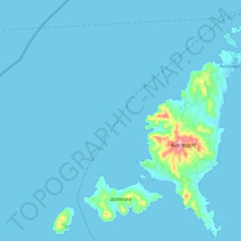 Mapa topográfico Antiparos Municipality, altitud, relieve