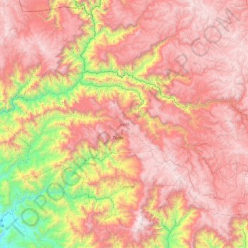 Mapa topográfico Topia, altitud, relieve