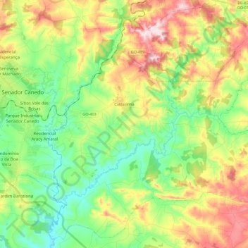 Mapa topográfico Caldazinha, altitud, relieve