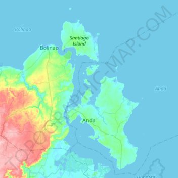 Mapa topográfico Anda, altitud, relieve