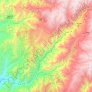 Mapa topográfico Huamantanga, altitud, relieve