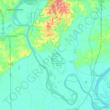 Mapa topográfico Alexander County, altitud, relieve