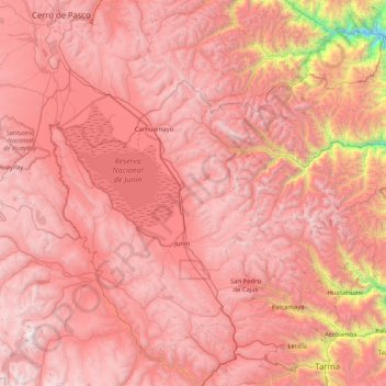 Mapa topográfico Junín, altitud, relieve