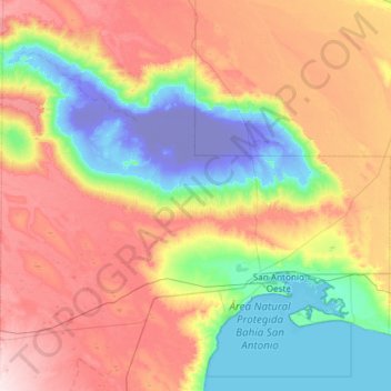 Mapa topográfico San Antonio Oeste, altitud, relieve