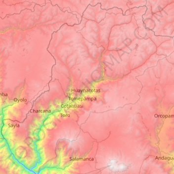 Mapa topográfico La Unión, altitud, relieve