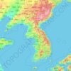 Mapa topográfico Korea, altitud, relieve