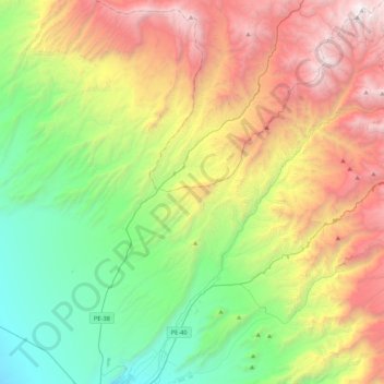 Mapa topográfico Pachía, altitud, relieve