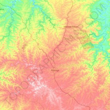 Mapa topográfico Pitanga, altitud, relieve