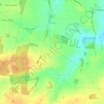 Mapa topográfico Hessett, altitud, relieve