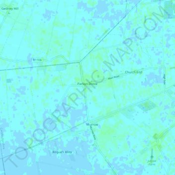 Mapa topográfico Parson Drove, altitud, relieve