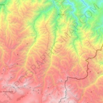 Mapa topográfico Sina, altitud, relieve