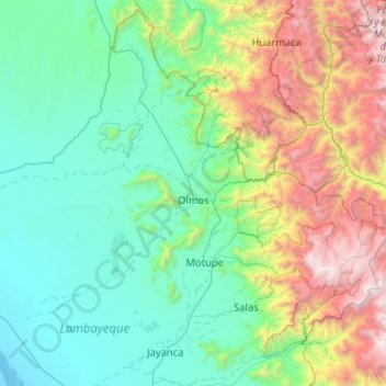 Mapa topográfico Olmos, altitud, relieve