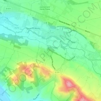 Mapa topográfico Ousse, altitud, relieve