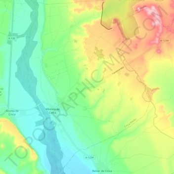 Mapa topográfico Albalate de Cinca, altitud, relieve