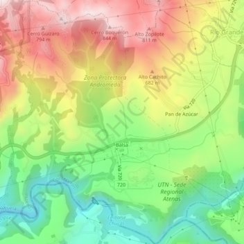 Mapa topográfico Balsa, altitud, relieve