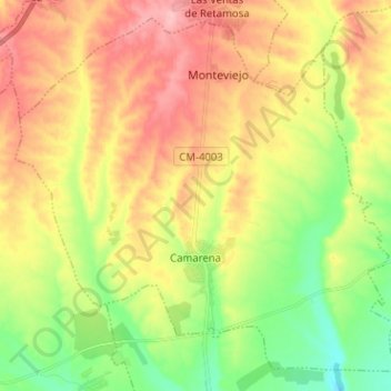 Mapa topográfico Camarena, altitud, relieve
