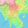 Mapa topográfico Mekong, altitud, relieve