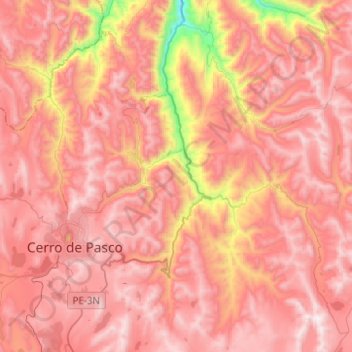 Mapa topográfico Yanacancha, altitud, relieve