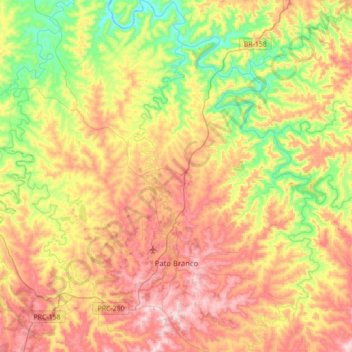 Mapa topográfico Pato Branco, altitud, relieve