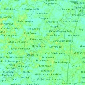 Mapa topográfico Bishnupur - II, altitud, relieve