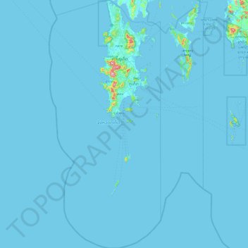 Mapa topográfico Provinz Phuket, altitud, relieve