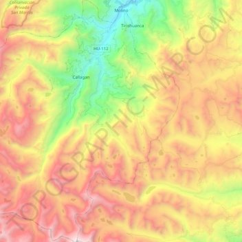 Mapa topográfico Molino, altitud, relieve