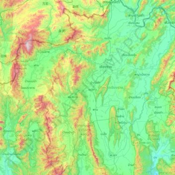 Mapa topográfico Chiang Rai, altitud, relieve