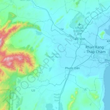 Mapa topográfico Ninh Phước District, altitud, relieve