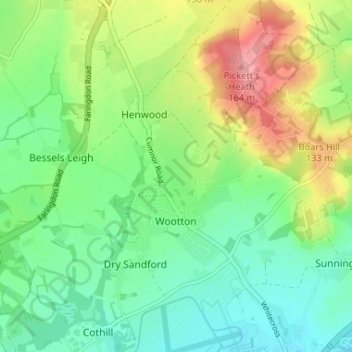 Mapa topográfico Wootton, altitud, relieve