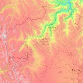 Mapa topográfico Provincia de Daniel Alcides Carrión, altitud, relieve