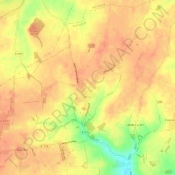 Mapa topográfico Otley, altitud, relieve