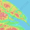 Mapa topográfico Gaspé, altitud, relieve
