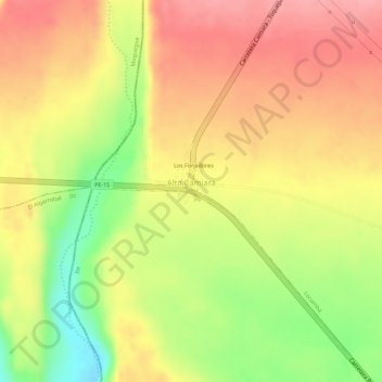 Mapa topográfico Alto Camiara, altitud, relieve
