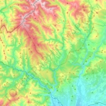 Mapa topográfico Villafranca del Bierzo, altitud, relieve