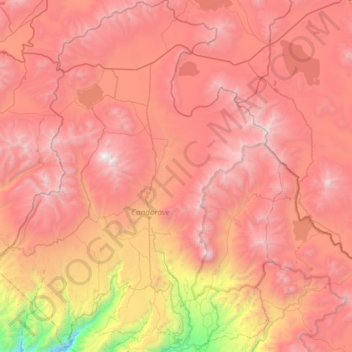 Mapa topográfico Candarave, altitud, relieve