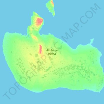 Mapa topográfico Air Force Island, altitud, relieve