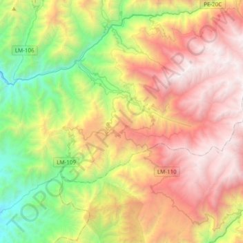 Mapa topográfico Sumbilca, altitud, relieve