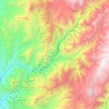 Mapa topográfico Santa Rosa de Quives, altitud, relieve