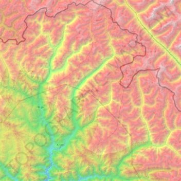 Mapa topográfico Anini, altitud, relieve