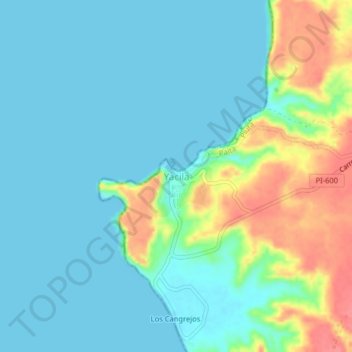 Mapa topográfico Yacila, altitud, relieve