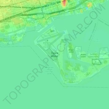 Mapa topográfico Toronto Islands, altitud, relieve