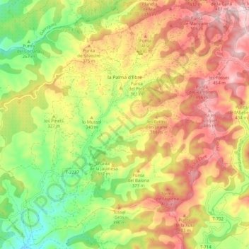 Mapa topográfico la Palma d'Ebre, altitud, relieve
