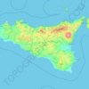 Mapa topográfico Sicilië, altitud, relieve